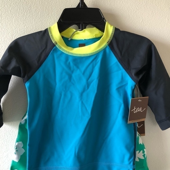 Tea Baby Blue Green Swim Shirt and Shorts Set 3 - 6 M - Picture 5 of 10
